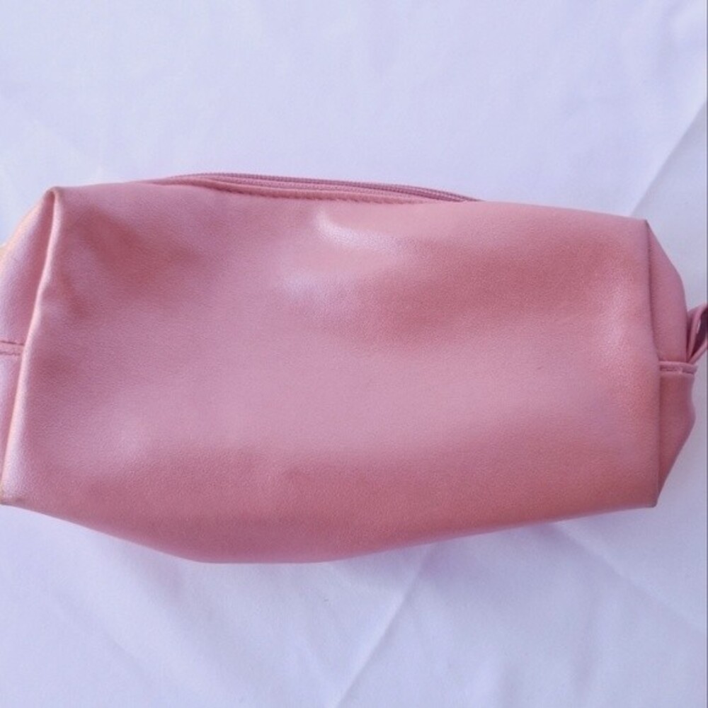 Pink shiny Clinique makeup bag